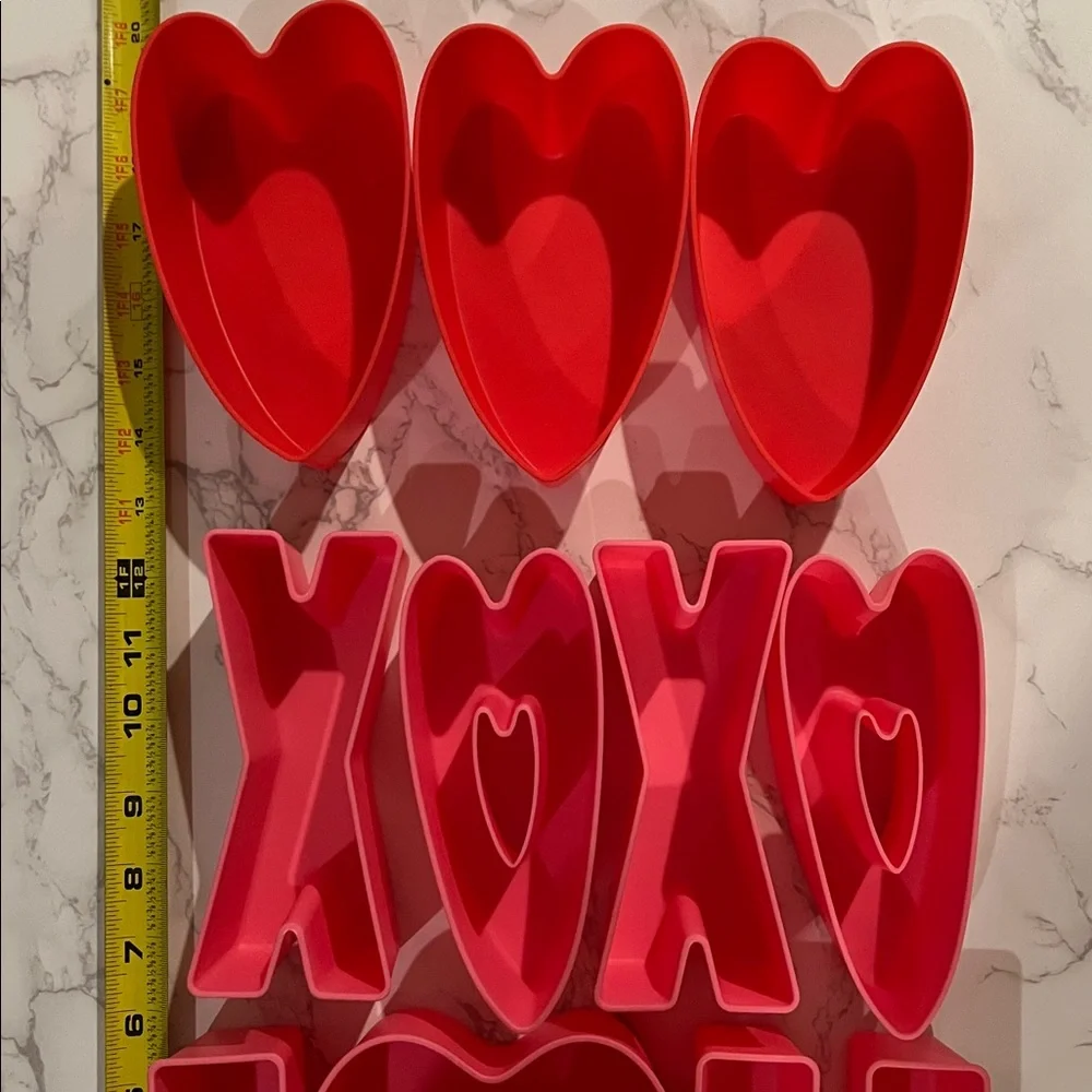 NWOT 10pc I love heart you xoxo hearts plastic snack bowls vday 6in pink red